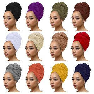 4302 12 Pieces Stretch Head Scarfs Headbands for Muslim Soft Breathable